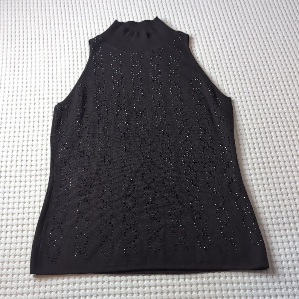 White House Black Market sleeveless sweater black embellishments size XS